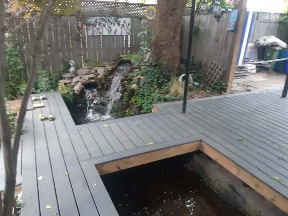 Premium Composite Deck Remodel & Koi Pond Integration (Exterior Construction & Decking) completed by Dale in Hamilton, ON